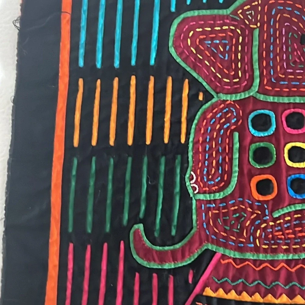 Vintage Elephant Mola Hand Made in Panama